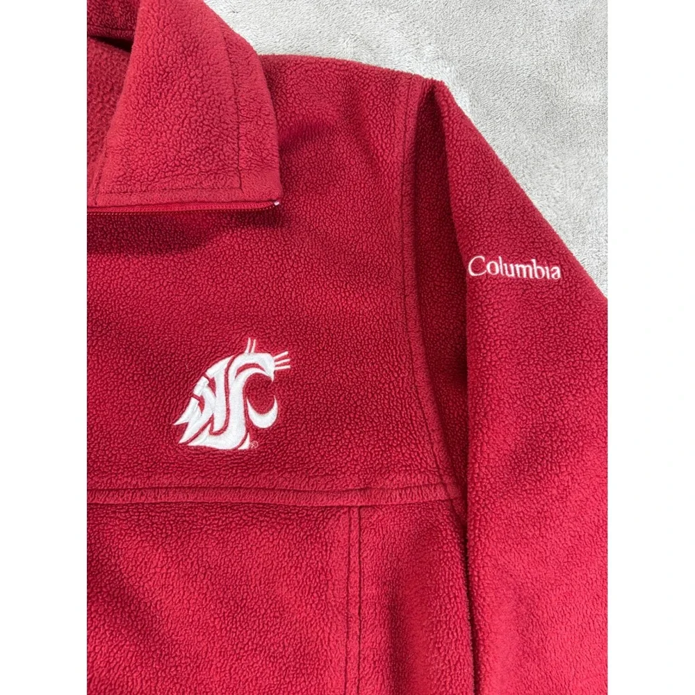 Columbia Fleece Jacket Men L‎ Red WSU Cougars Zip Collegiate Outdoor Gorpcore